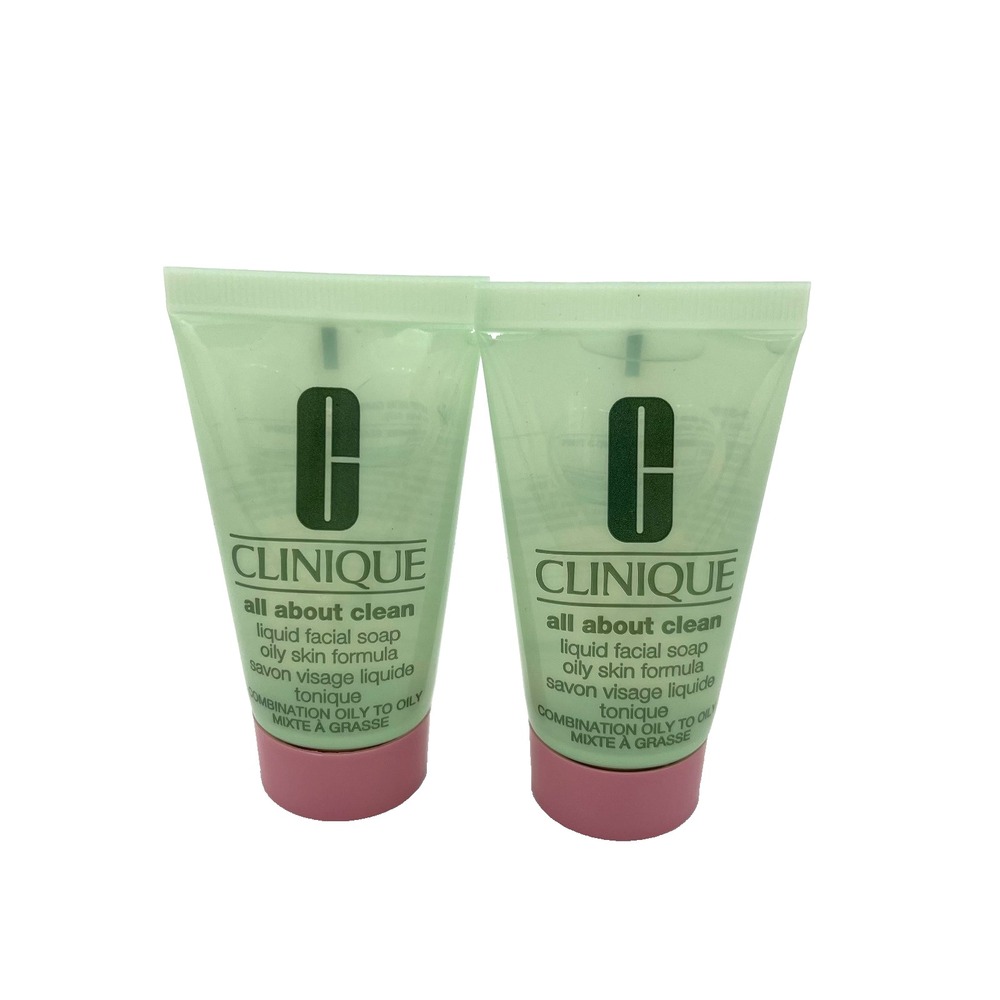 Clinique All About Clean Liquid Facial Soap Oily Skin Formula‎ 1 oz / 30 ml x 2